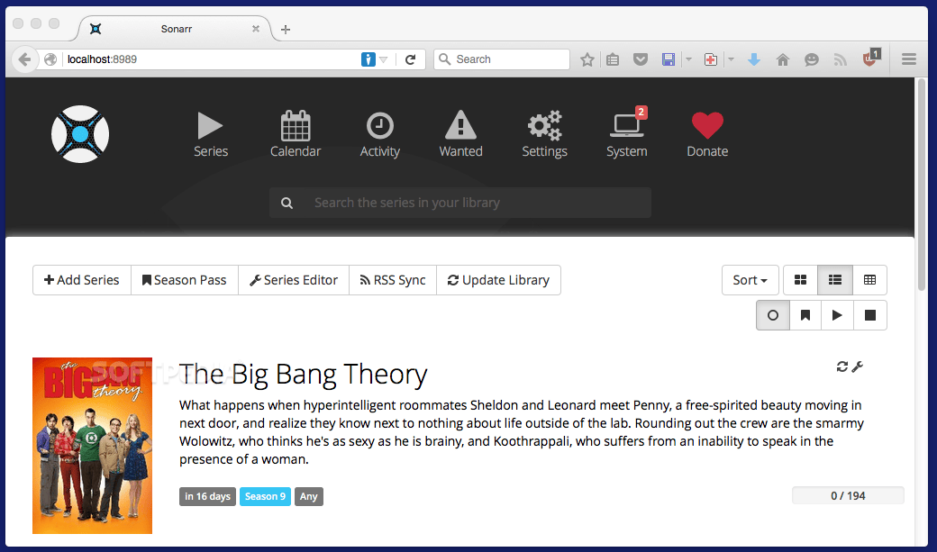 Sonarr Screenshot